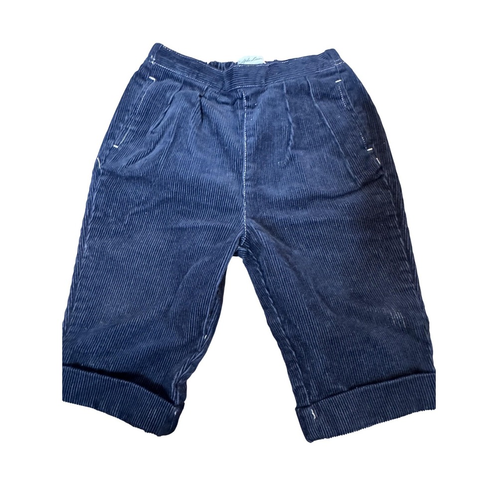 Ralph Lauren Corduroy Pants Baby Boys 9M Navy Blue Elastic Waist Cuffed Pockets